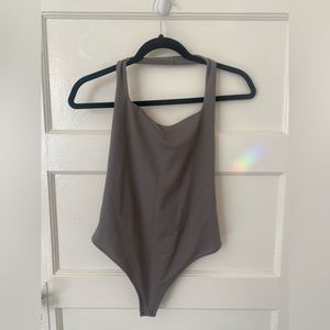 A&F halter bodysuit, grey, S